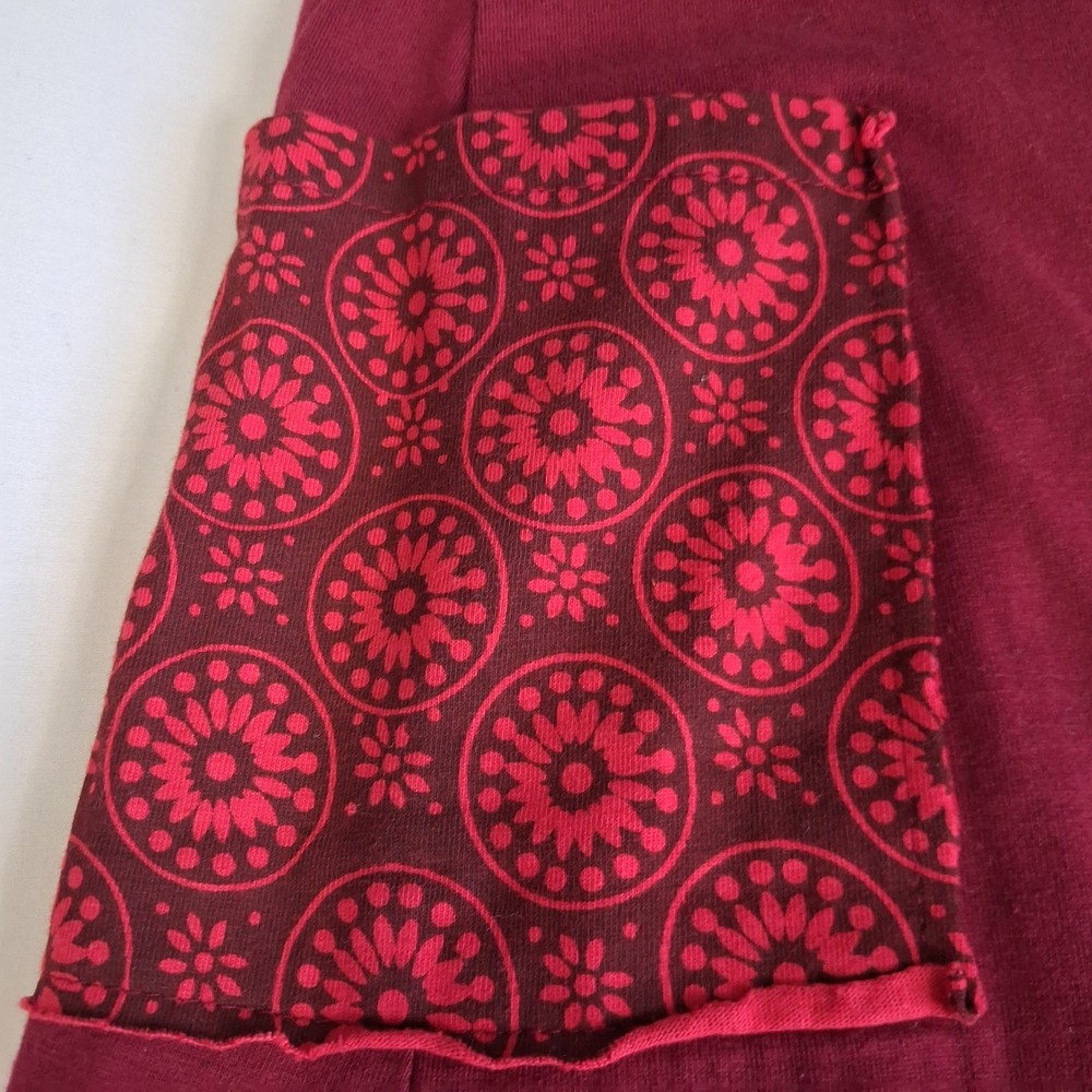 Za Zen Burgundy Red Mandala Print Wrap Skirt Womens Large Boho Midi Side Pocket - Picture 10 of 15